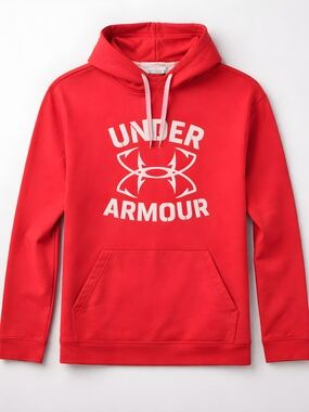 Under Armour Mens M Medium Red Hoodie with White Logo
